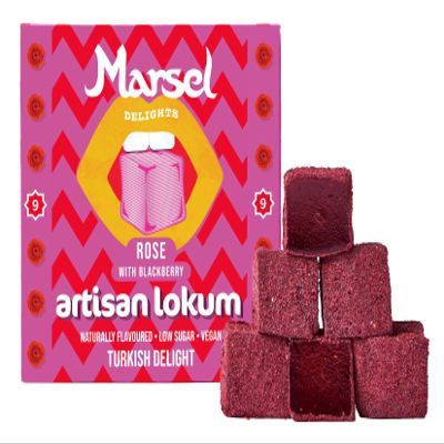 Marsel Delights, Artisan Turkish Delight - Naturally Flavored, Vegan, Gluten-free, No aromas or colorings (Rose)