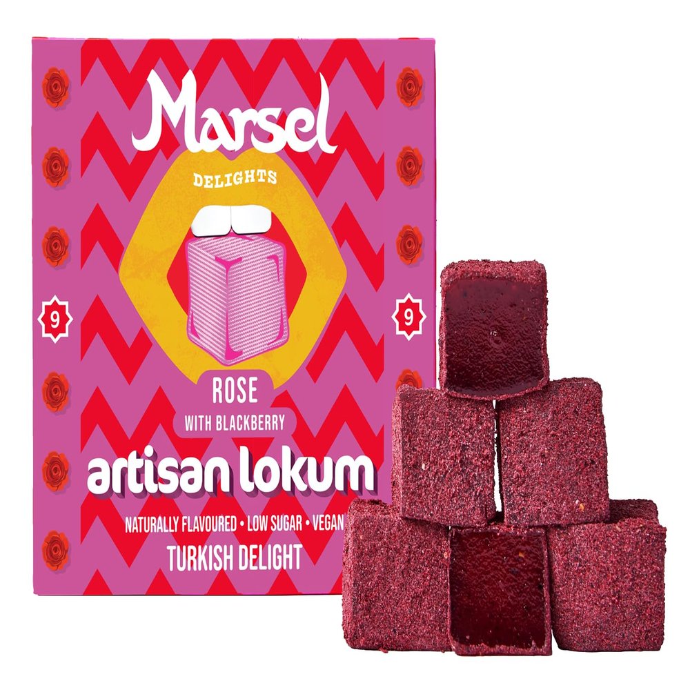 Marsel Delights, Artisan Turkish Delight - Naturally Flavored, Vegan, Gluten-free, No aromas or colorings (Rose)
