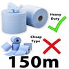 12 x Blue Rolls 150m Each Roll - Centrefeed Dense Hard Quality Rolls Flat Sheet ROLL Flat Paper Wipe Towel Tissue - Business - Home - Commercial 1,800m | 4500 Sheets Total CHSA view 3