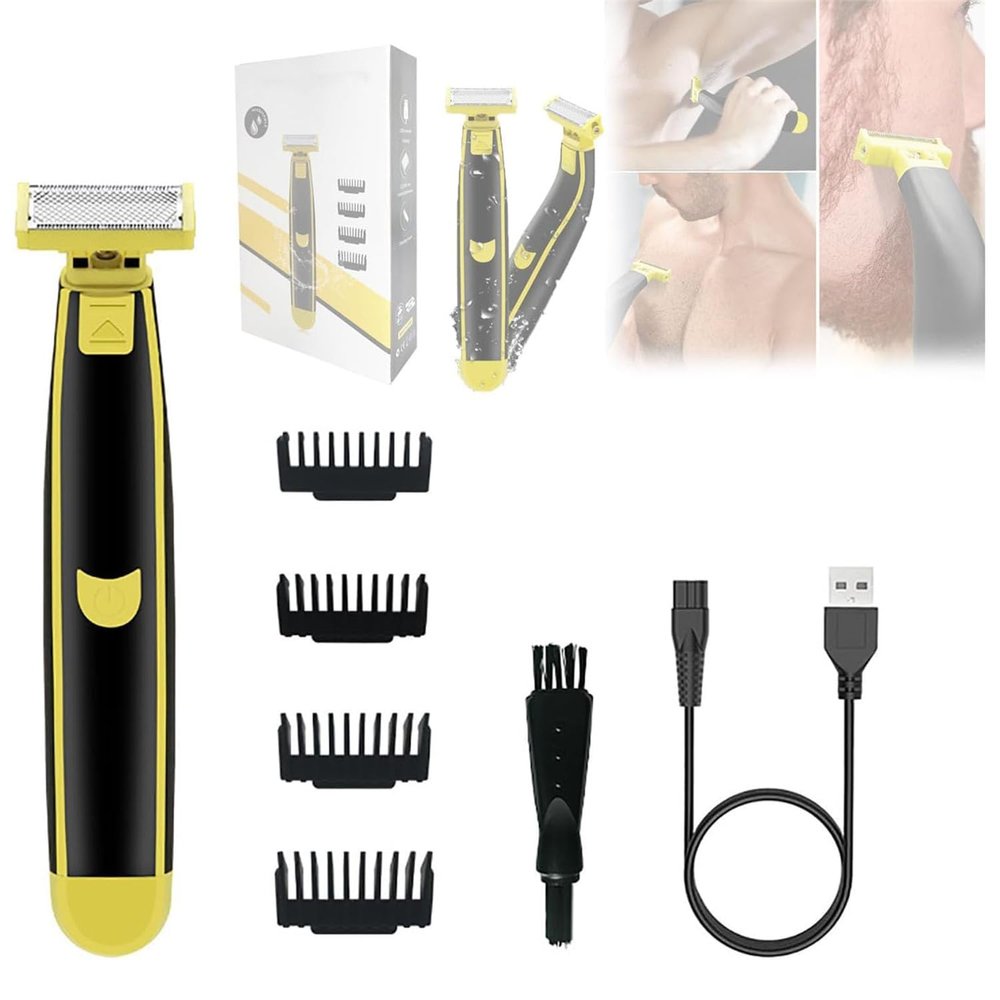 Full Body Washed Wet and Dry Shaver, Men's Electric Shaver, Dry Wet Waterproof Mens Rotary Facial Shaver, Beard Trimmer for Men, USB Mans Grooming Kit Rechargeable,Ergonomic Body Shaver