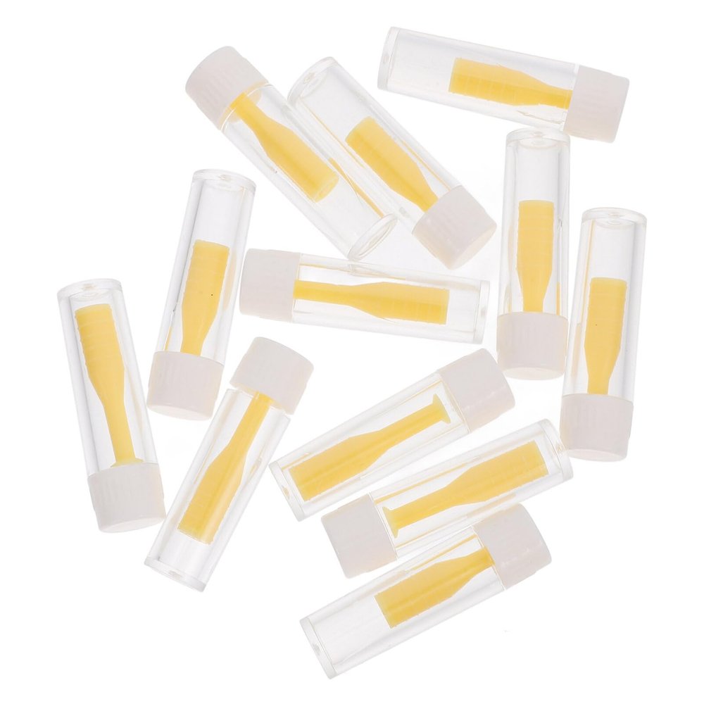 Beavorty Portable Invisible Stick Tool Set 12pcs Mini Travel Plastic Box Holder Case Contacts Silicone Remover Tool Yellow