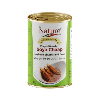 Dr. Nature Soya Chaap Punjabi Masala Flavor Pack of 1 (850g Each) | Authentic Punjab Taste, Savor Soya Chaap Delight | Ready to Eat Canned Soya Chaap, Perfect for Indian Cuisine Cravings!