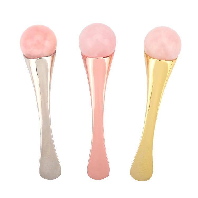 1pc Powder Crystal Eye Massager Eye Massage Roller Crystal Jade Roller Single Head Jade Stick,Rose Gold