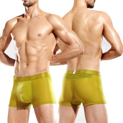 ALEPXS Safety Certification 2 Packs Men Magnetic Boxer Mesh Solid Color Therapy Health Care Comfort Shorts(Color:Yellow,Size:3X-Large)