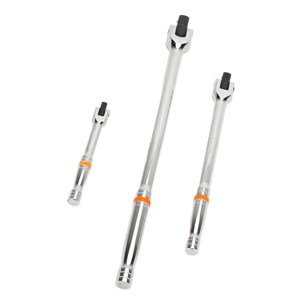 3Pcs Breaker Bar Set 1/2 3/8 1/4 Inch Drive CR V Steel Flexible Heavy Duty Breaker Bar for Repair Maintenance