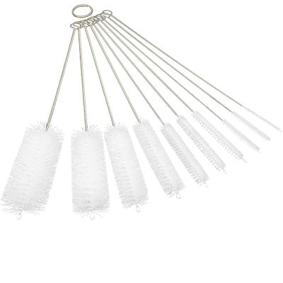 10 PCS Drinking Straw Cleaner Brush White, Bottle Cleaning Brushes, Nylon Tube Brush, Straw Cleaner Brush with Hook and Loop