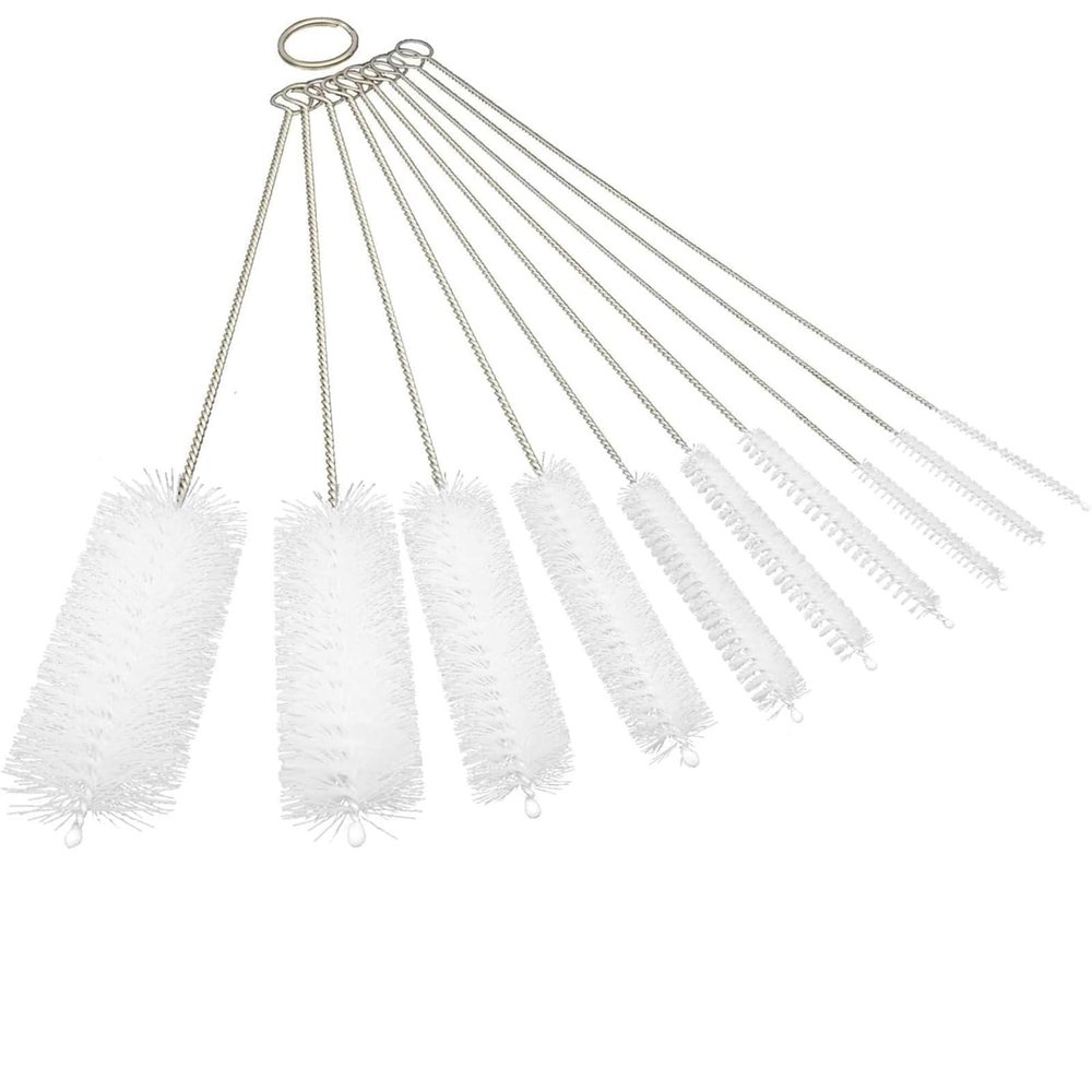 10 PCS Drinking Straw Cleaner Brush White, Bottle Cleaning Brushes, Nylon Tube Brush, Straw Cleaner Brush with Hook and Loop
