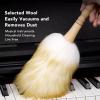 Cleaning Brush Duster Lambswool Cleaner Duster Multifunctional Wooden Handle Dust Sweeping Tool for Blinds Table Piano (Short Handle) view 4