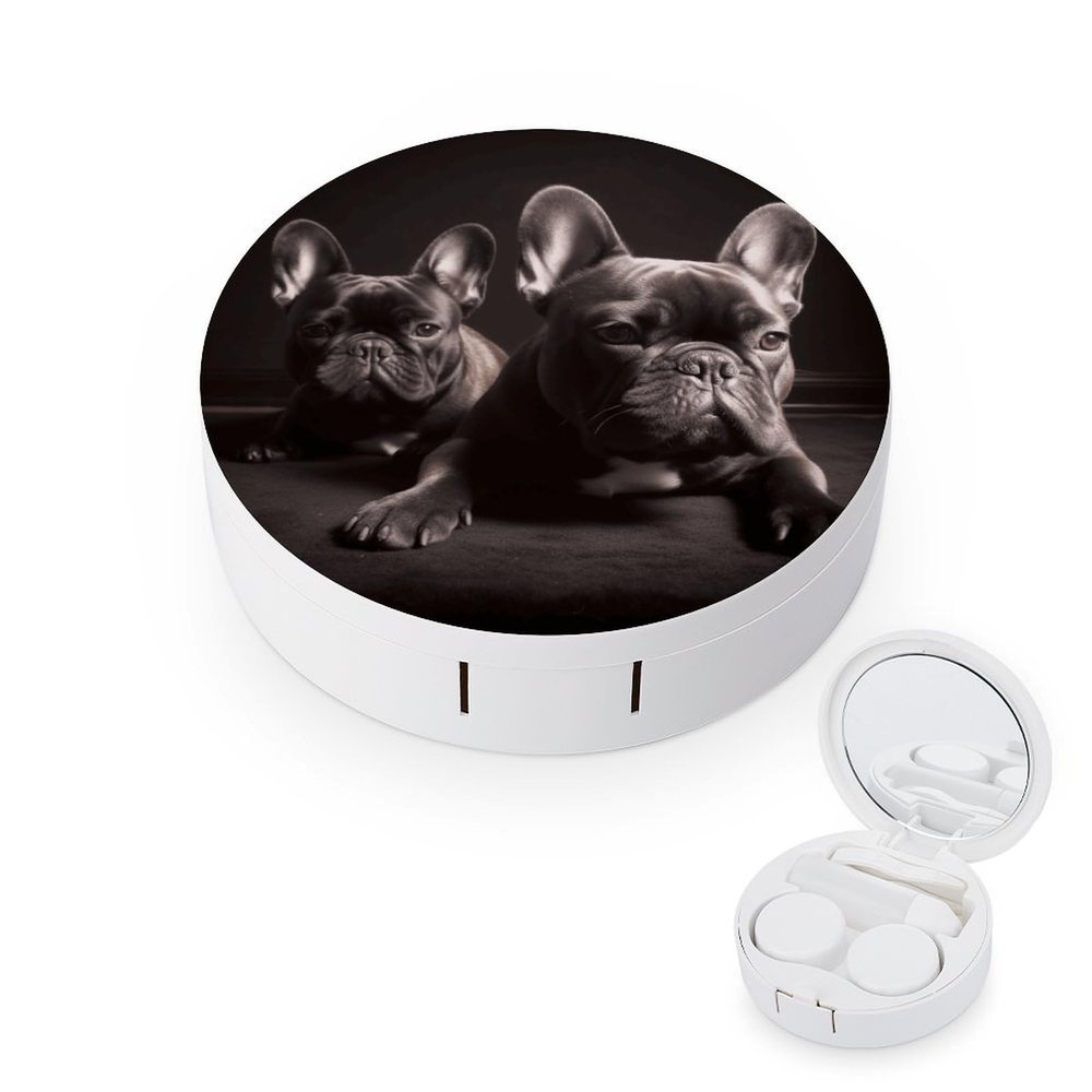 YHEGBFD Spectacle Case,French Bulldog Contact Lens Case,portable Contact Lens Case,contact Lens Box with Mirror