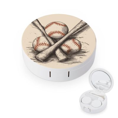 YHEGBFD Spectacle Case,Hand Drawn Baseball Bats And Ball Contact Lens Case,portable Contact Lens Case,contact Lens Box with Mirror