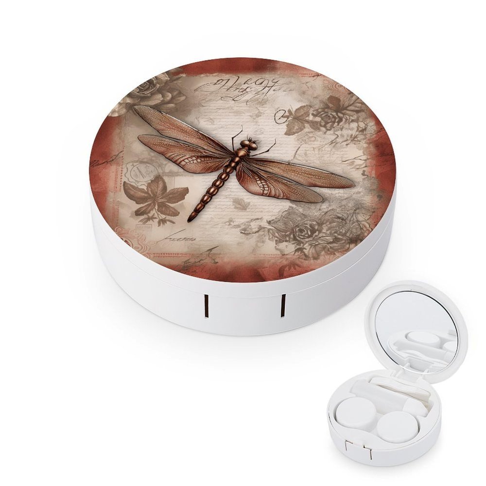 YHEGBFD Spectacle Case,Dragonfly Bee Contact Lens Case,portable Contact Lens Case,contact Lens Box with Mirror