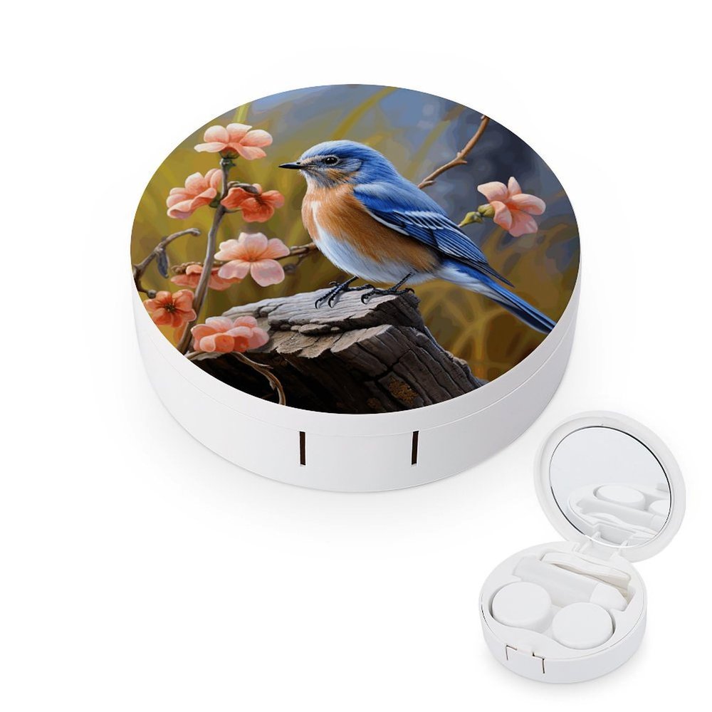 YHEGBFD Spectacle Case,Eastern Bluebird Contact Lens Case,portable Contact Lens Case,contact Lens Box with Mirror