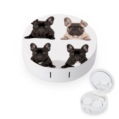 YHEGBFD Spectacle Case,French Bulldog Contact Lens Case,portable Contact Lens Case,contact Lens Box with Mirror