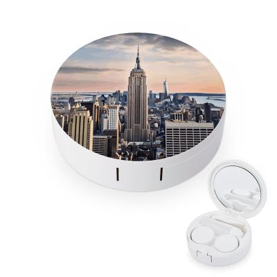 YHEGBFD Spectacle Case,Empire State Building Contact Lens Case,portable Contact Lens Case,contact Lens Box with Mirror
