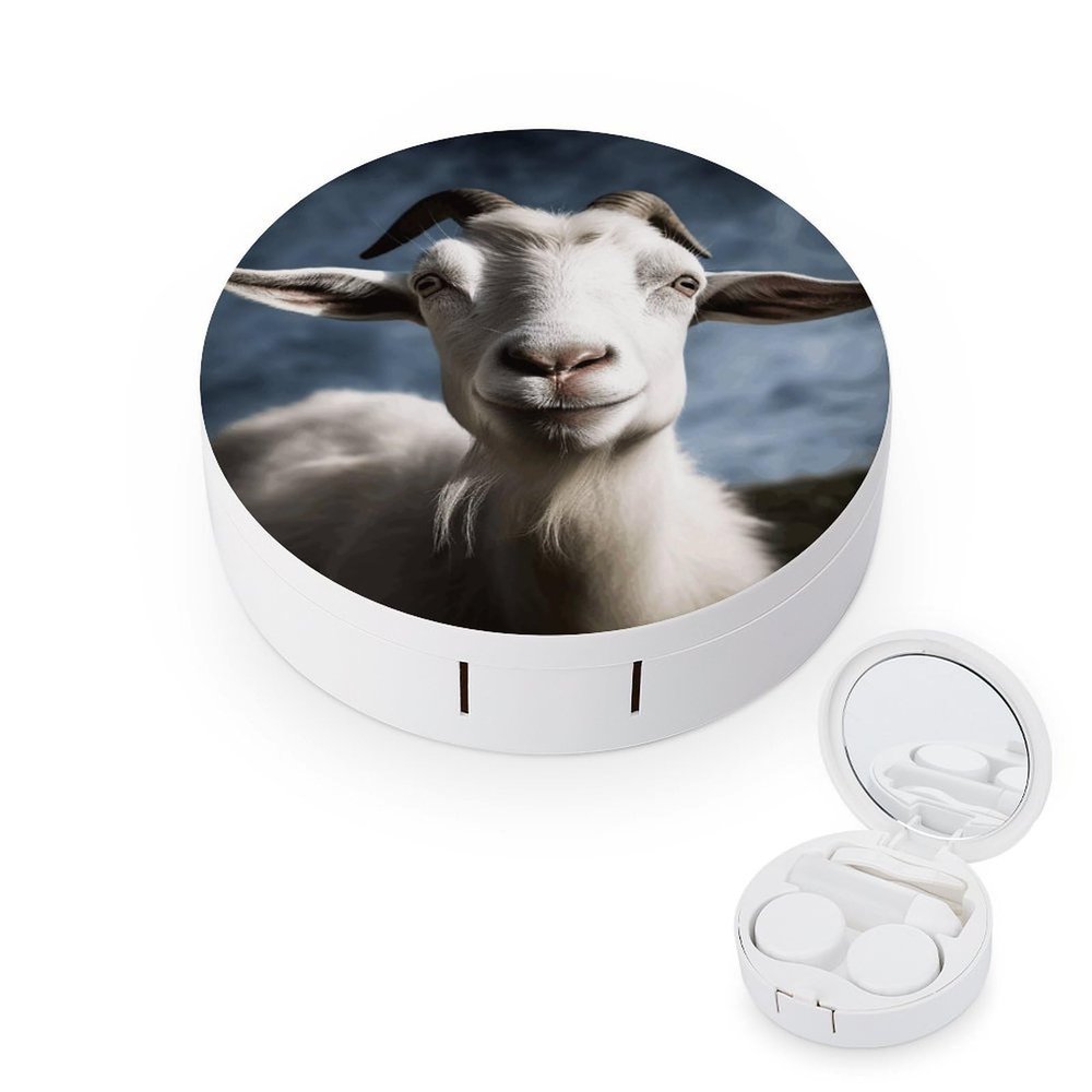 YHEGBFD Spectacle Case,Goat Contact Lens Case,portable Contact Lens Case,contact Lens Box with Mirror