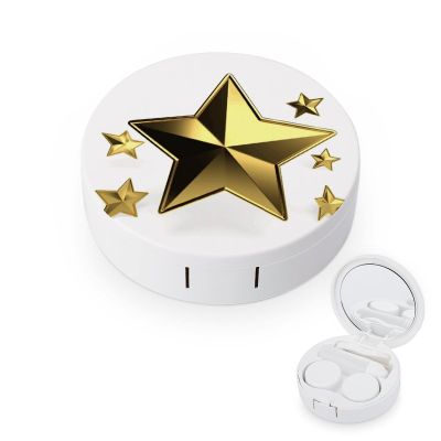 YHEGBFD Spectacle Case,Gold Star Contact Lens Case,portable Contact Lens Case,contact Lens Box with Mirror
