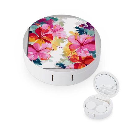 YHEGBFD Spectacle Case,Hawaiian Flower Print Contact Lens Case,portable Contact Lens Case,contact Lens Box with Mirror