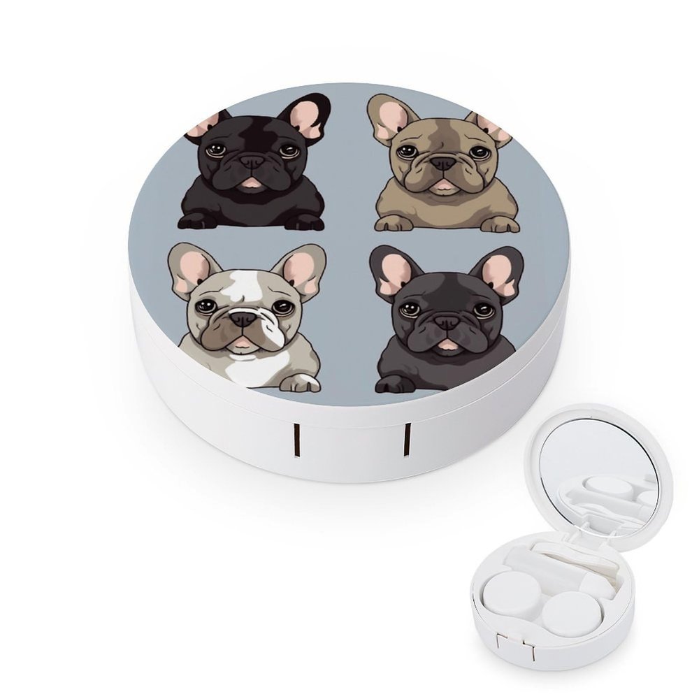 YHEGBFD Spectacle Case,French Bulldog Contact Lens Case,portable Contact Lens Case,contact Lens Box with Mirror