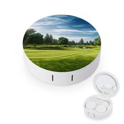 YHEGBFD Spectacle Case,Golf Course Lawn Contact Lens Case,portable Contact Lens Case,contact Lens Box with Mirror
