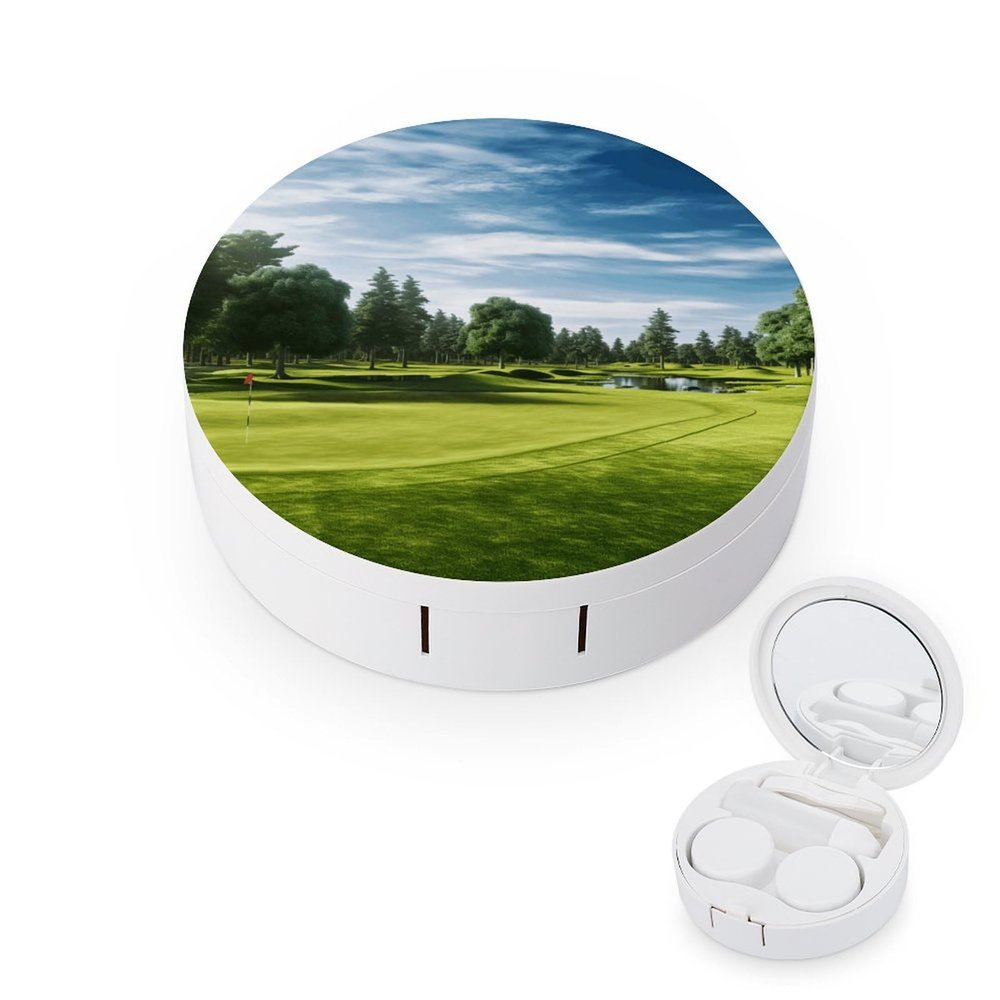 YHEGBFD Spectacle Case,Golf Course Lawn Contact Lens Case,portable Contact Lens Case,contact Lens Box with Mirror