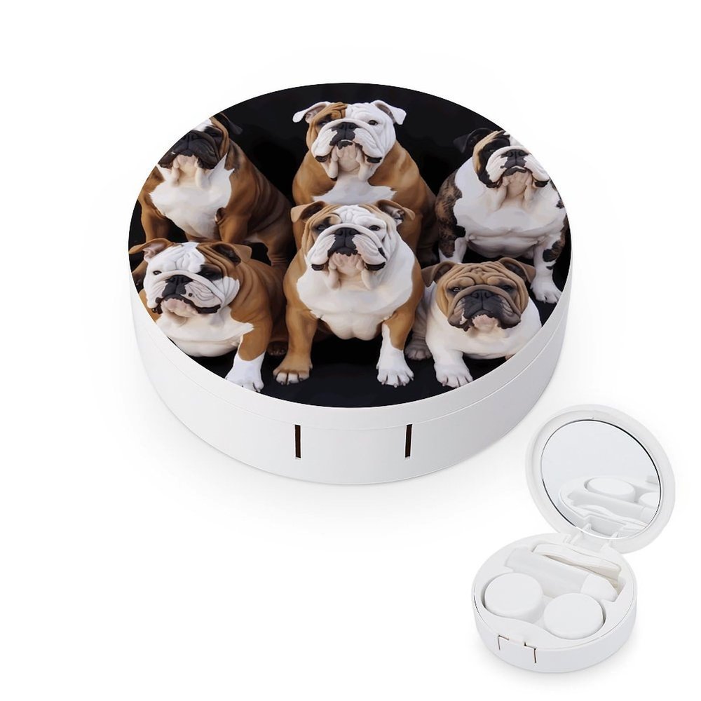 YHEGBFD Spectacle Case,English Bulldogs Contact Lens Case,portable Contact Lens Case,contact Lens Box with Mirror