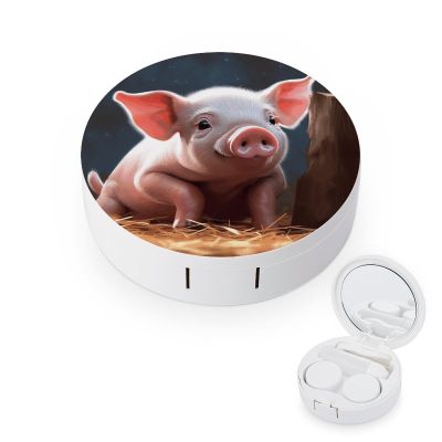 YHEGBFD Spectacle Case,Foolish Cute Pig Contact Lens Case,portable Contact Lens Case,contact Lens Box with Mirror