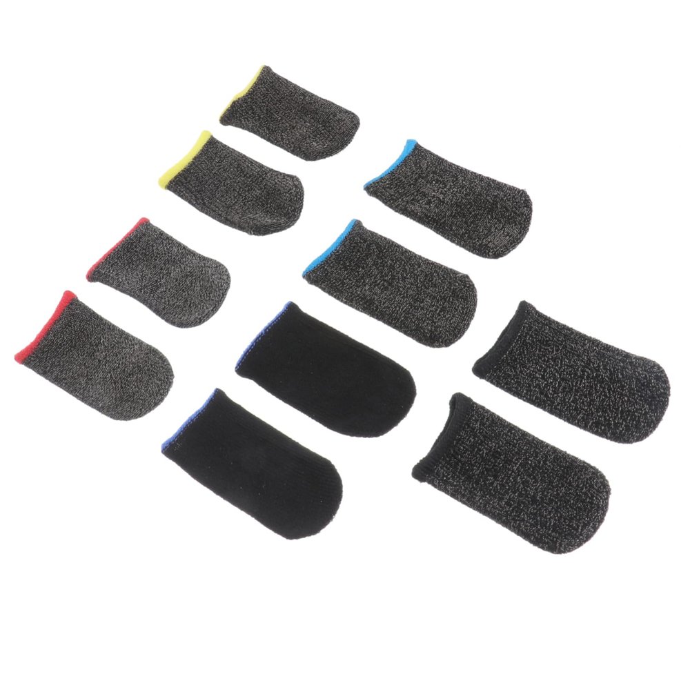 minkissy Gaming Thumb Gloves 5 Pairs Anti-Slip Finger Sleeves Breathable Silver Fiber Finger Tips for Mobile Games