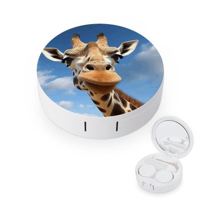 YHEGBFD Spectacle Case,Funny Giraffe Contact Lens Case,portable Contact Lens Case,contact Lens Box with Mirror