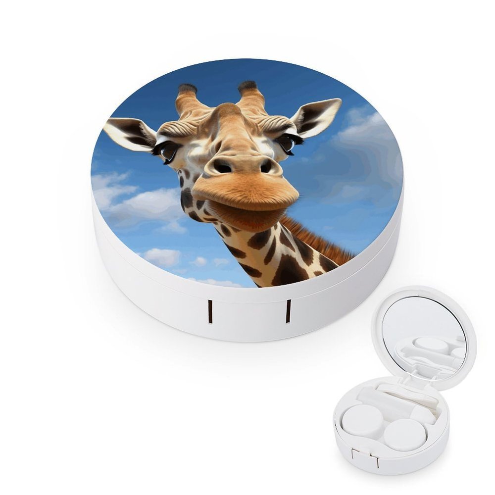 YHEGBFD Spectacle Case,Funny Giraffe Contact Lens Case,portable Contact Lens Case,contact Lens Box with Mirror