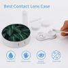 YHEGBFD Spectacle Case,Green Long Leaves Contact Lens Case,portable Contact Lens Case,contact Lens Box with Mirror view 3