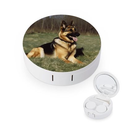 YHEGBFD Spectacle Case,German Shepherd Dog Contact Lens Case,portable Contact Lens Case,contact Lens Box with Mirror
