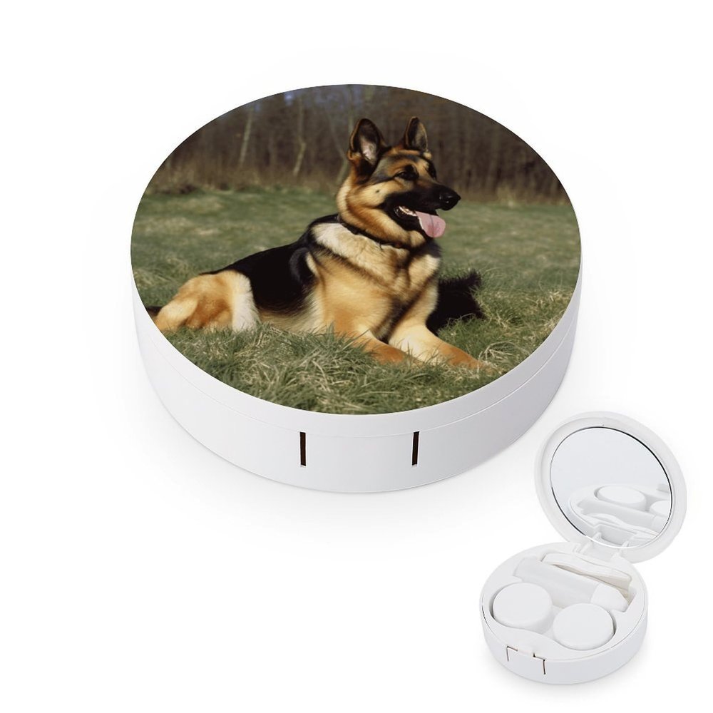 YHEGBFD Spectacle Case,German Shepherd Dog Contact Lens Case,portable Contact Lens Case,contact Lens Box with Mirror