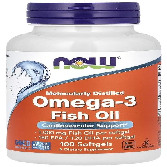 NOWFoods Now Foods Omega-3 Molecularly Distilled | Supports Heart Health and Brain Function 100 Softgels