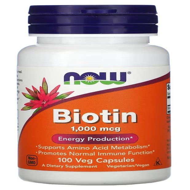 Now Foods  Biotin 1000mcg | Supports Healthy Hair, Skin & Nails  100 Vcaps