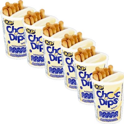 Choc Dips White Chocolate 28g - Biscuit Sticks with White Chocolate Flavour Dip (06 Packs)