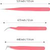 VEYES INC Lash Tweezers for Eyelash Extensions Fiber Tip Pink Tweezers Kit3pcs Contains Isolation,Curved and Volume Lash view 2