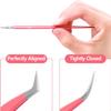 VEYES INC Lash Tweezers for Eyelash Extensions Fiber Tip Pink Tweezers Kit3pcs Contains Isolation,Curved and Volume Lash view 3