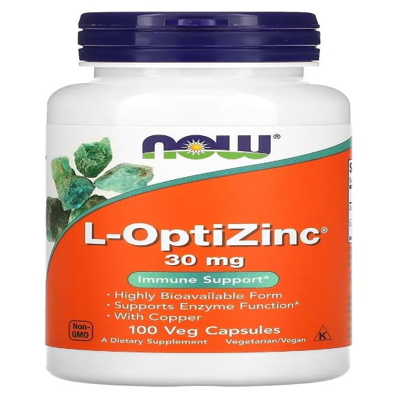 Now Foods L-OptiZinc 30mg | Highly Absorbable Zinc for Immune and Skin Health 100 Veg Capsules