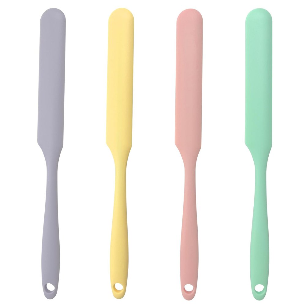 4-Piece Non-Stick Wax Spatulas Set, Silicone Waxing Applicators for Hair Removal, Home Salon Body Use (Pink, Yellow, Purple, Green)