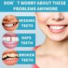 2 Pairs Temporary Dentures Silicone Instant Veneers Dentures Top and Bottom, Fake Teeth Braces Missing Tooth Replacement Kit Dentures for Man and Women Confidence Smile view 3