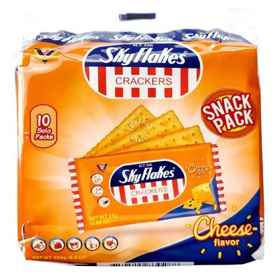 M.Y. San Sky Flakes Filipino Cheese Flavour Crackers Crispy Snack Pack 250g (10 Single Packs)