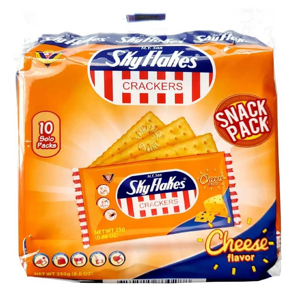 M.Y. San Sky Flakes Filipino Cheese Flavour Crackers Crispy Snack Pack 250g (10 Single Packs)