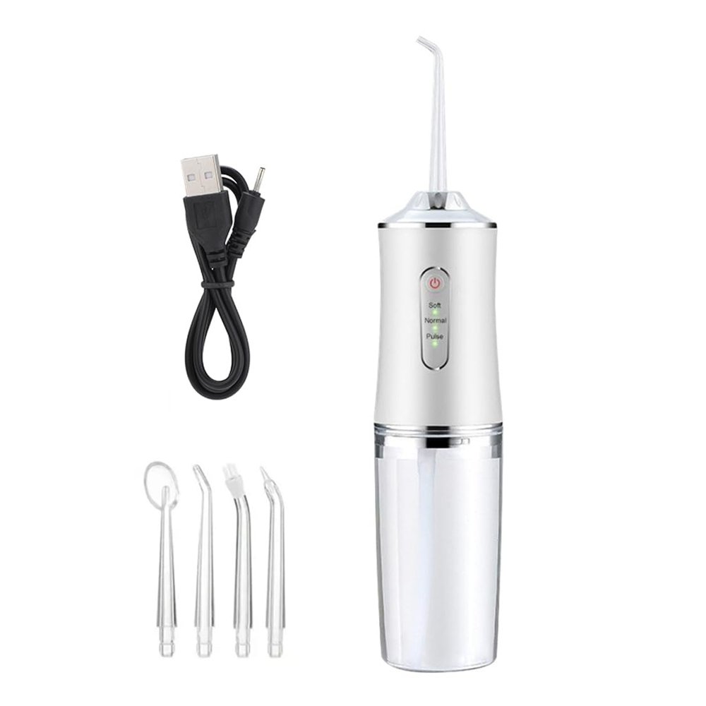 FiTspi 220ml Oral Irrigator Cordless Dental Water Flosser for Teeth Cleaning 3 Pressure Mode 4 Jet Tip IPX7 Waterproof