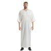 Adhdyuud Men Muslim Jubba Thobe Islamic Satin Ramadan Abaya Dress Long Robe Saudi Jubah Dubai Caftan 01 white 3XL view 1