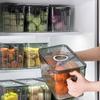 Unbreakable Kitchen Storage Basket,Refrigerator Storage Bins Stackable Clear Fridge Organizer with Lids,Stackable Fridge Storage Bins,Fridge Organizer Bins with Handle,For Vegetables, Fruit (GREEN,M) view 3