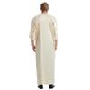 Adhdyuud Men Eid Muslim Islamic Jubba Thobe Satin Embroidery Kimono Long Robe Saudi Caftan Islam Dubai Abaya Beige S view 2