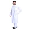 Adhdyuud Men Muslim Arabic Jubba Thobe Button Robe+Pants 2Pcs Suit Saudi Arabia Eid Turkey Kurtas Islamic Abaya White XXL view 1