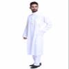 Adhdyuud Men Muslim Arabic Jubba Thobe Button Robe+Pants 2Pcs Suit Saudi Arabia Eid Turkey Kurtas Islamic Abaya White XXL view 4