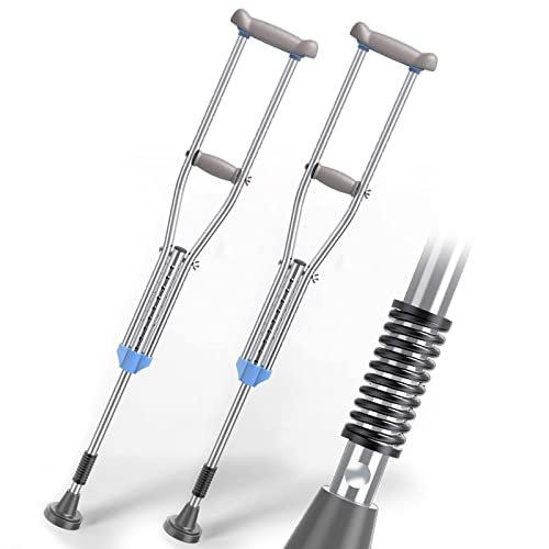 1 Pair Lightweight Underarm Crutches, Stainless Steel Heavy Duty Medical Crutches, Walking Crutches with Shock Absorber for Youth/Adult/Tall Adult (Size : 100-120cm)