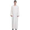 Adhdyuud Men's Dubai Arab Robes Muslim Round Neck Long Sleeve Dubai Middle East Islamic Ramadan Caftan Thobe Beige S view 1